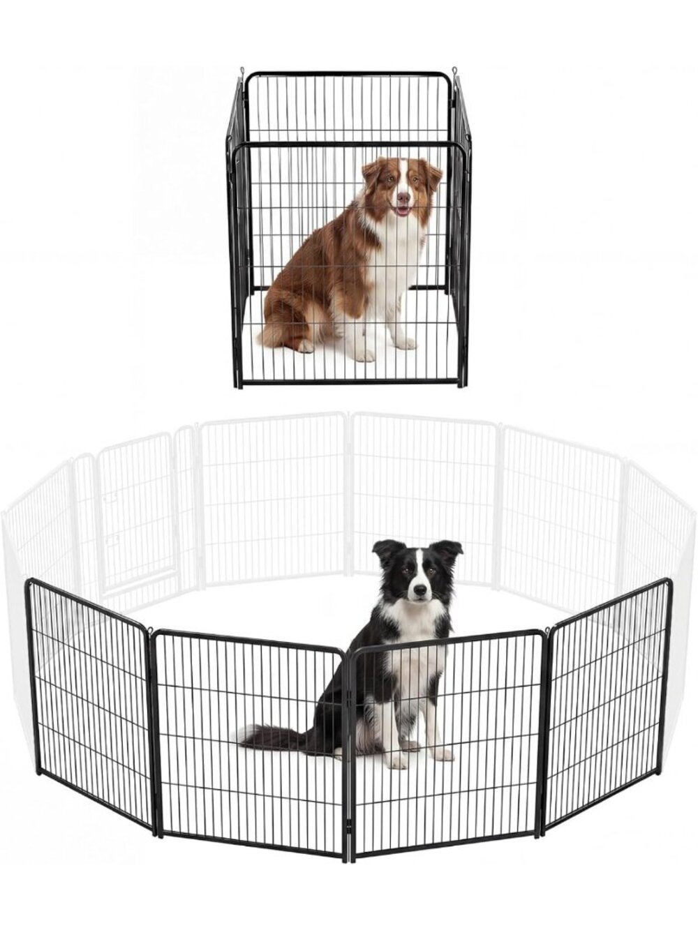 Portable 32" Dog Playpen - Heavy Duty Metal Pet Exercise Fence for